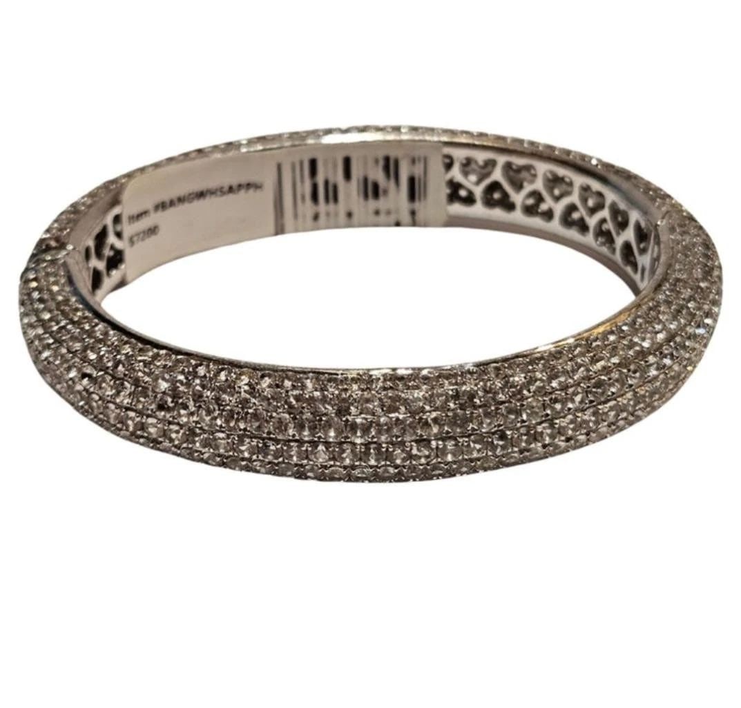 SPECTACULAR GENUINE WHITE SAPPHIRE BANGLE CUFF BRACELET (1 of 2)