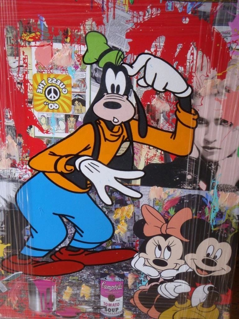 Dick Duerrstein Orig Painting Mickey, Minnie Mouse Hula