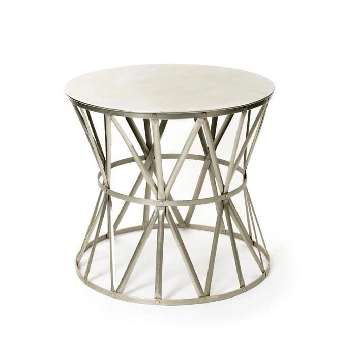 JANSEN STYLE POLISHED NICKEL METAL SILVER ROUND TABLE (1 of 2)