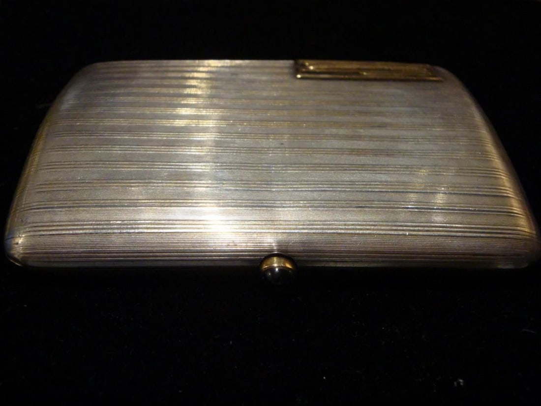 IMPORTANT 1920'S ESTATE STERLING SILVER EUROPEAN SAPPHIRE CIGARETTE CASE (1 of 2)