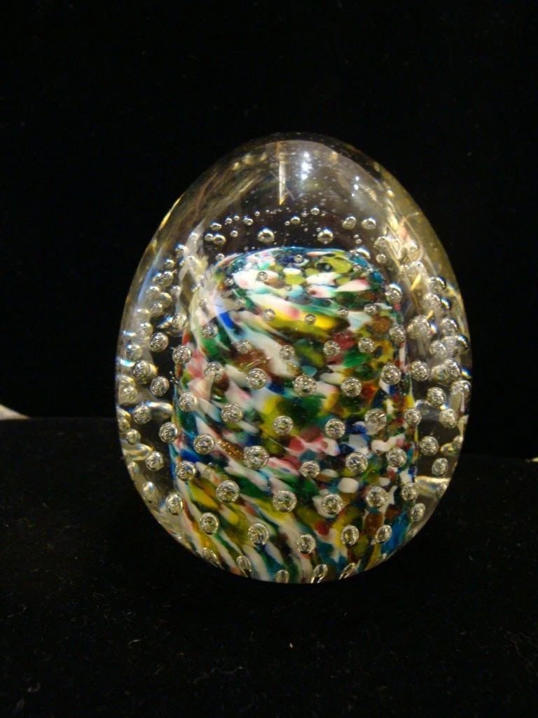 HEAVY ITALIAN MILLEFIORI SWIRL COLORED BUBBLES GLASS PAPERWEIGHT: HEAVY ITALIAN MILLEFIORI SWIRL COLORED BUBBLES GLASS PAPERWEIGHT RARE HEAVY ITALIAN MILLEFIORI SWIRL COLORED BUBBLES GLASS PAPERWEIGHT Search The Following Item that we are Offering is A Beautiful and