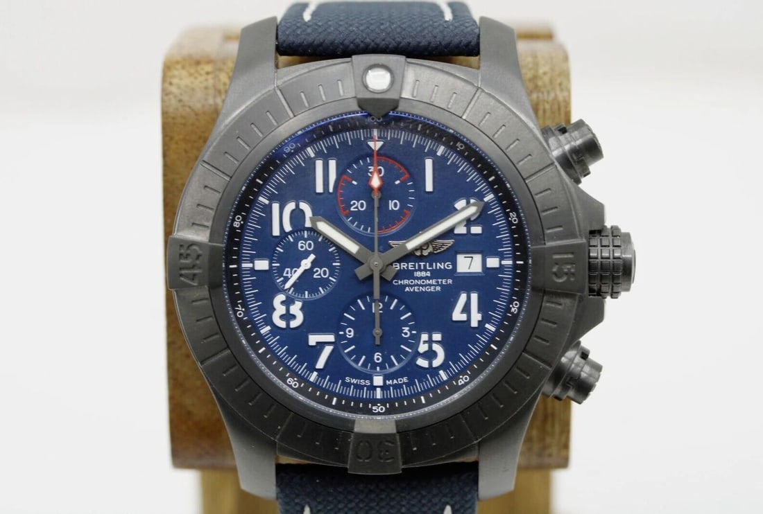 BREITLING SUPER AVENGER CHRONO 48MM BLUE DIAL NIGHT MISSION WATCH V13375 (1 of 2)