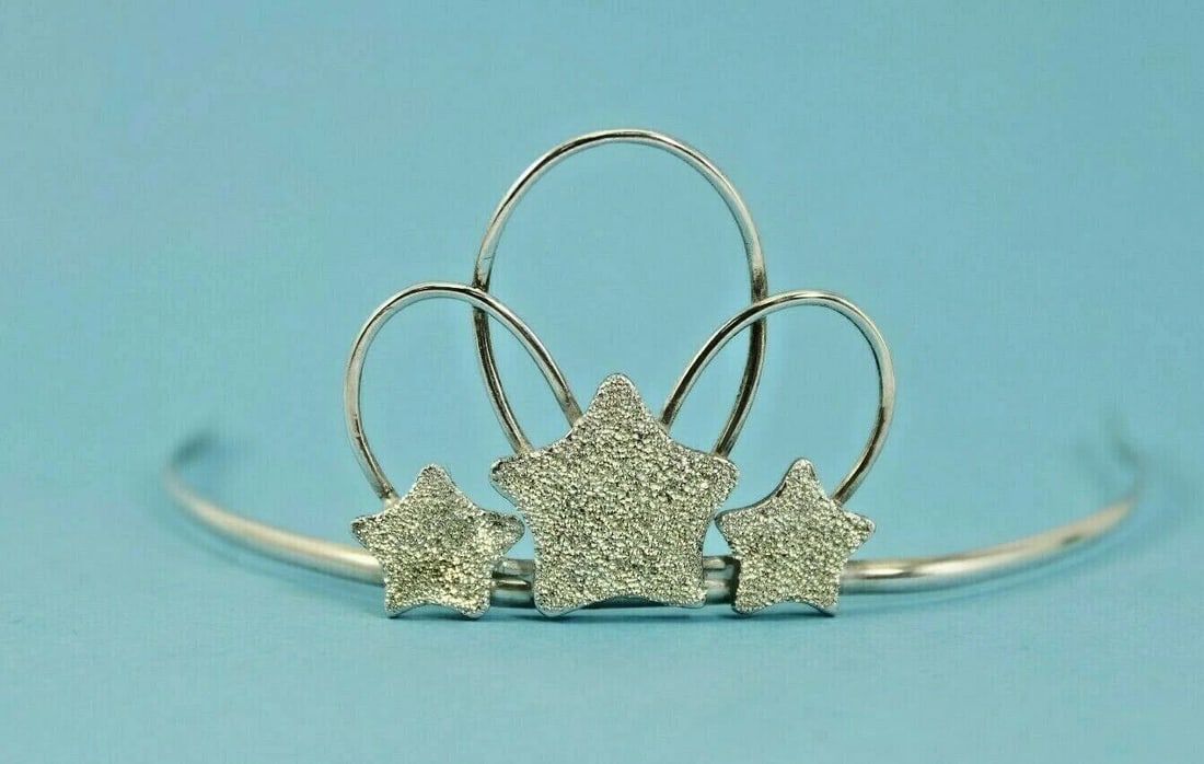 VTG LUNT STERLING SILVER UNIQUE BABY TIARA STAR DESIGN 9.7 GRAMS FREE SHIP!! (1 of 2)