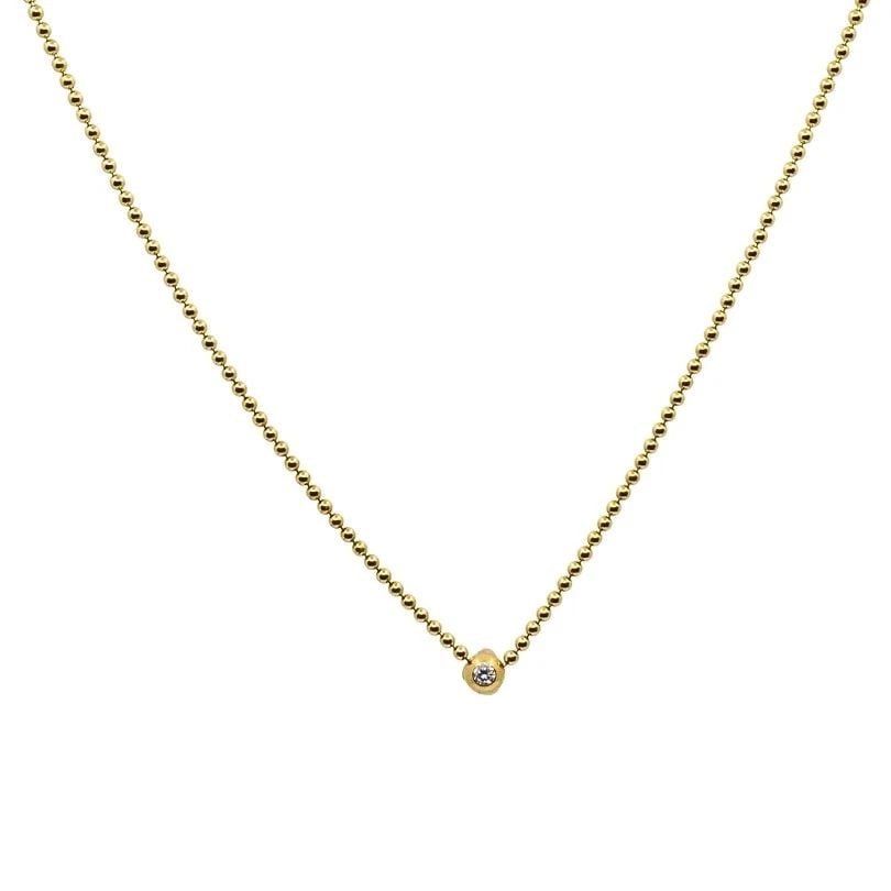 CARTIER DRAPERIE DE DÉCOLLETÉ 18K GOLD DIAMOND SOLITAIRE BEADED CHAIN NECKLACE (1 of 2)
