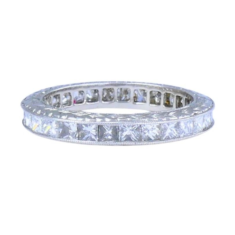 M. BEAUDRY PRINCESS CUT DIAMOND ETERNITY BAND PLATINUM SIZE 6.5 WEDDING RING: M. BEAUDRY PRINCESS CUT DIAMOND ETERNITY BAND PLATINUM SIZE 6.5 WEDDING RING MICHAEL BEAUDRY Platinum Diamond Eternity Band Ring Crafted in platinum, this eternity ring by Michael Beaudry features a f