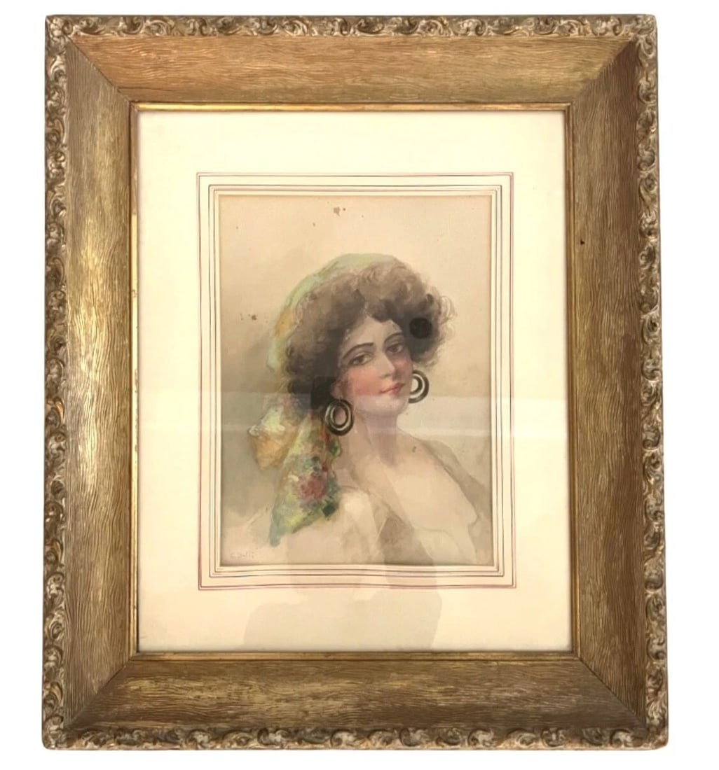 CESARE AUGUSTE DETTI WOMAN’S PORTRAIT PAINTING ARTWORK (1 of 2)