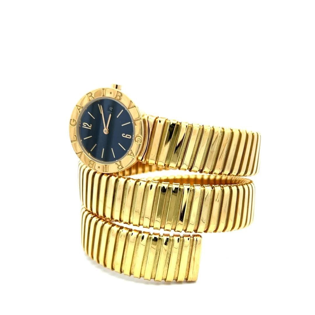 BVLGARI VINTAGE 93.90 GRAMS TUBOGAS 18 KARAT YELLOW GOLD BRACELET WATCH (1 of 2)
