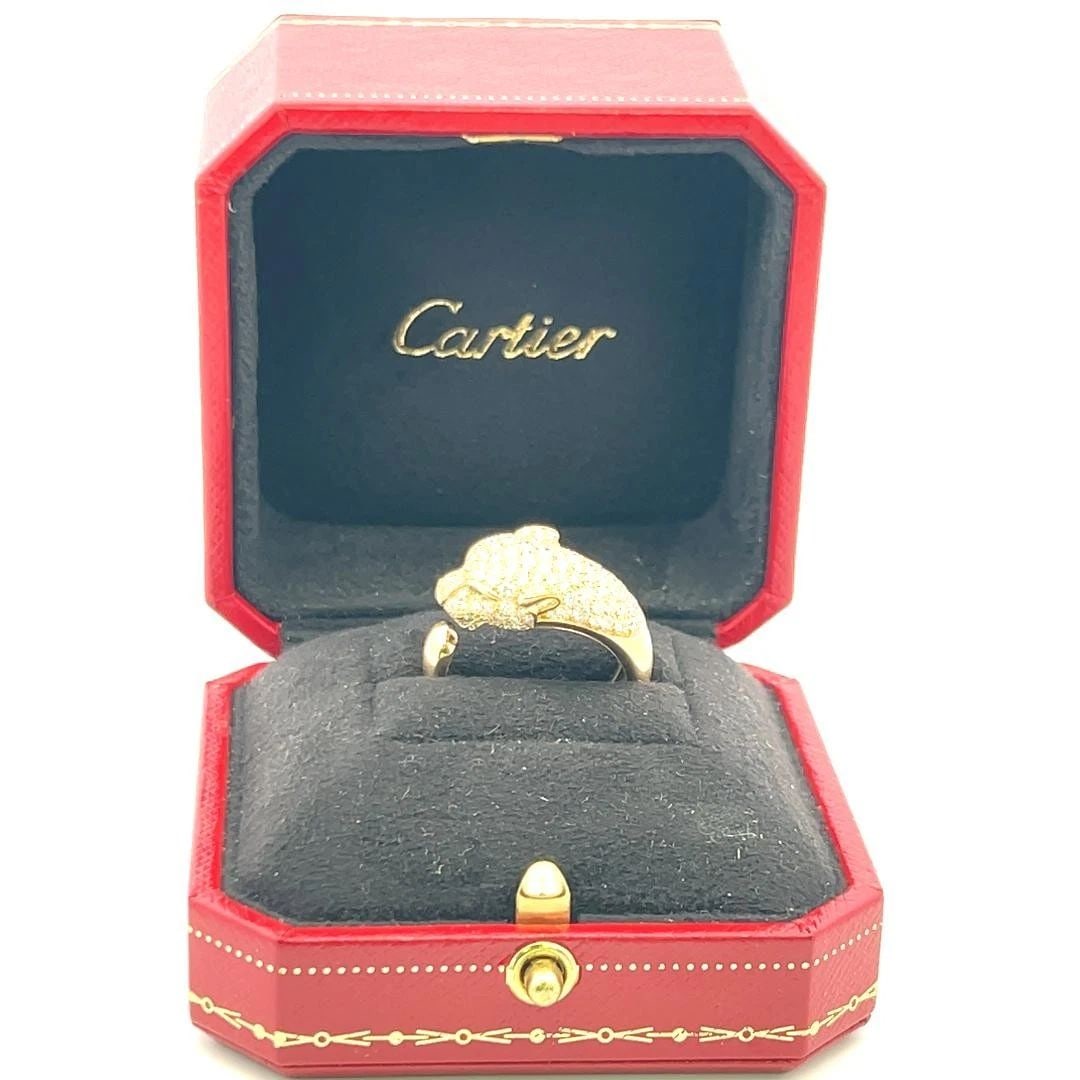 CARTIER 1.15 CARAT ROUND BRILLIANT DIAMOND 18K YELLOW GOLD PANTHERE RING (1 of 2)