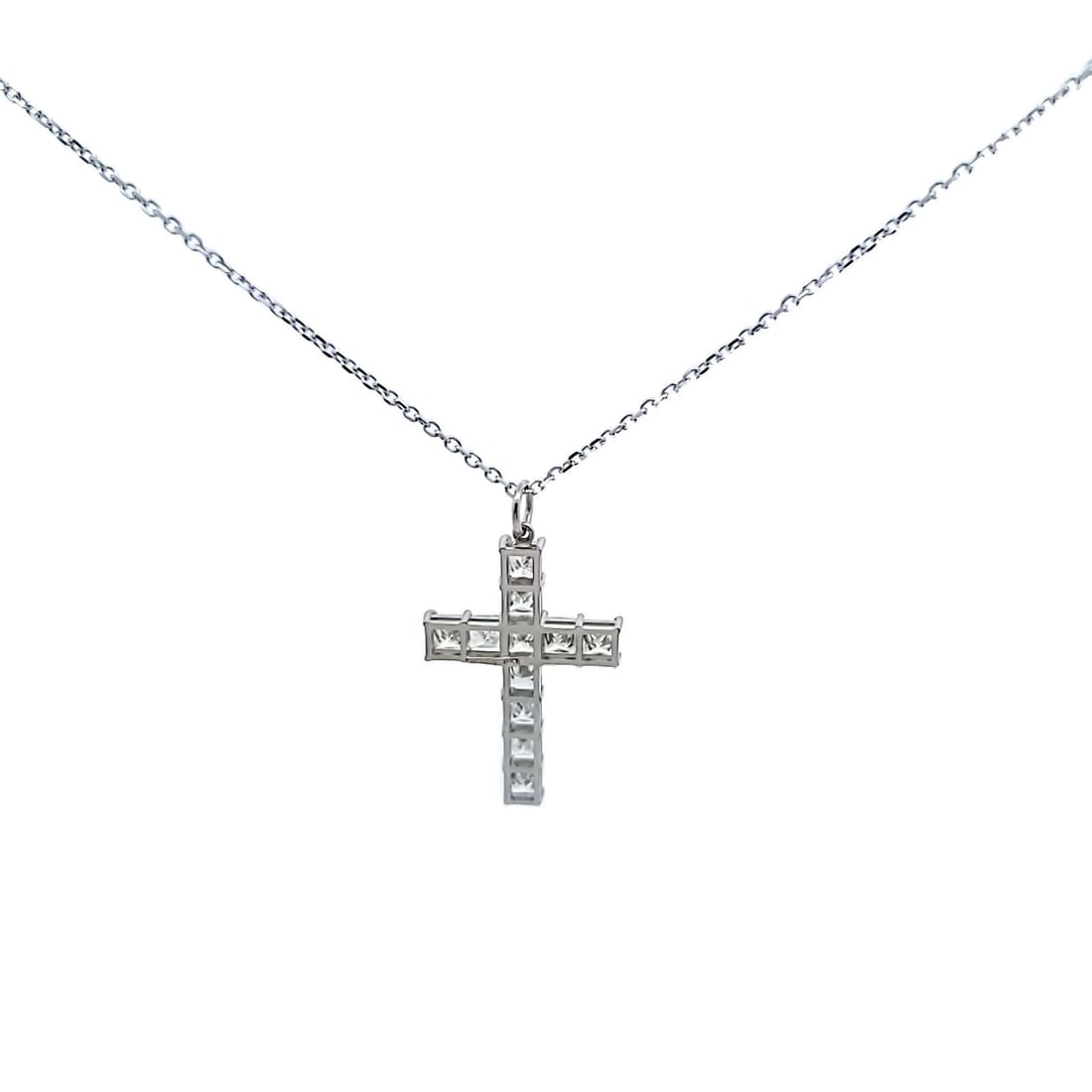 3.41 CARAT PRINCESS CUT DIAMOND PLATINUM 14K GOLD PENDANT NECKLACE (1 of 2)