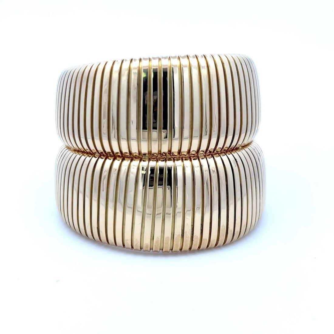 CARLO WEINGRILL VINTAGE 127.90 GRAMS 18 KARAT YELLOW GOLD TUBOGAS BRACELET (1 of 2)