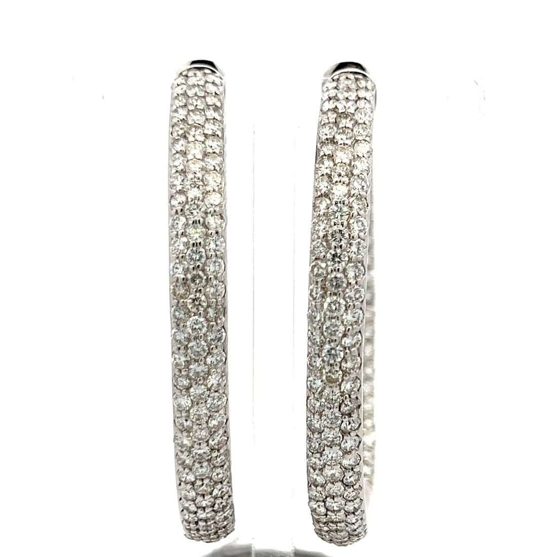 11.60 CARAT ROUND BRILLIANT DIAMOND 18K WHITE GOLD HOOP EARRINGS (1 of 2)