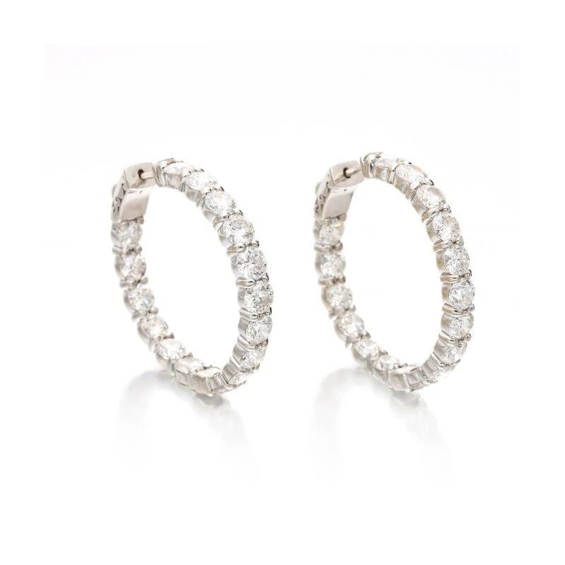 8.50 CARAT G-SI1 DIAMOND 18K WHITE GOLD HOOP EARRING (1 of 2)