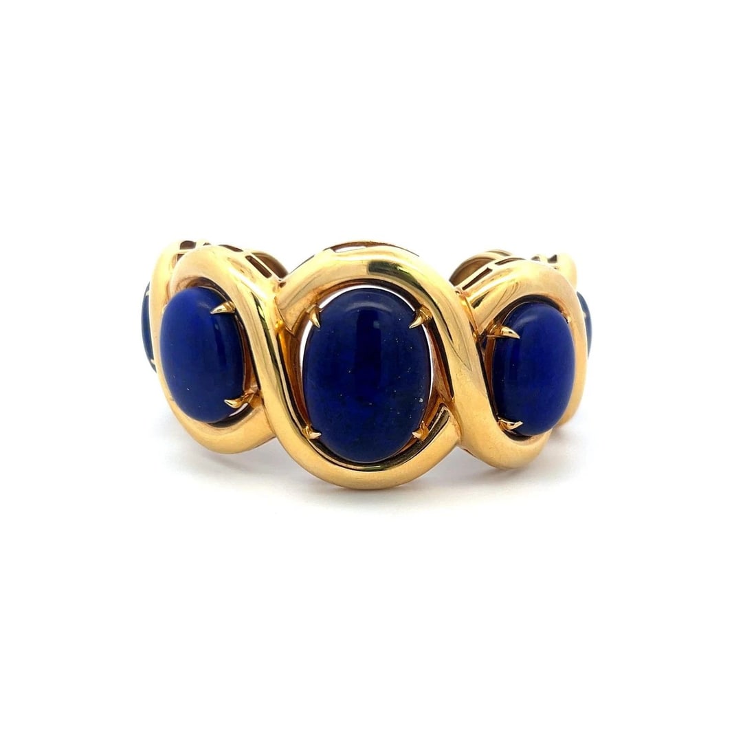 SEAMAN SCHEPPS 18 KARAT YELLOW GOLD LAPIS BANGLE BRACELET (1 of 2)