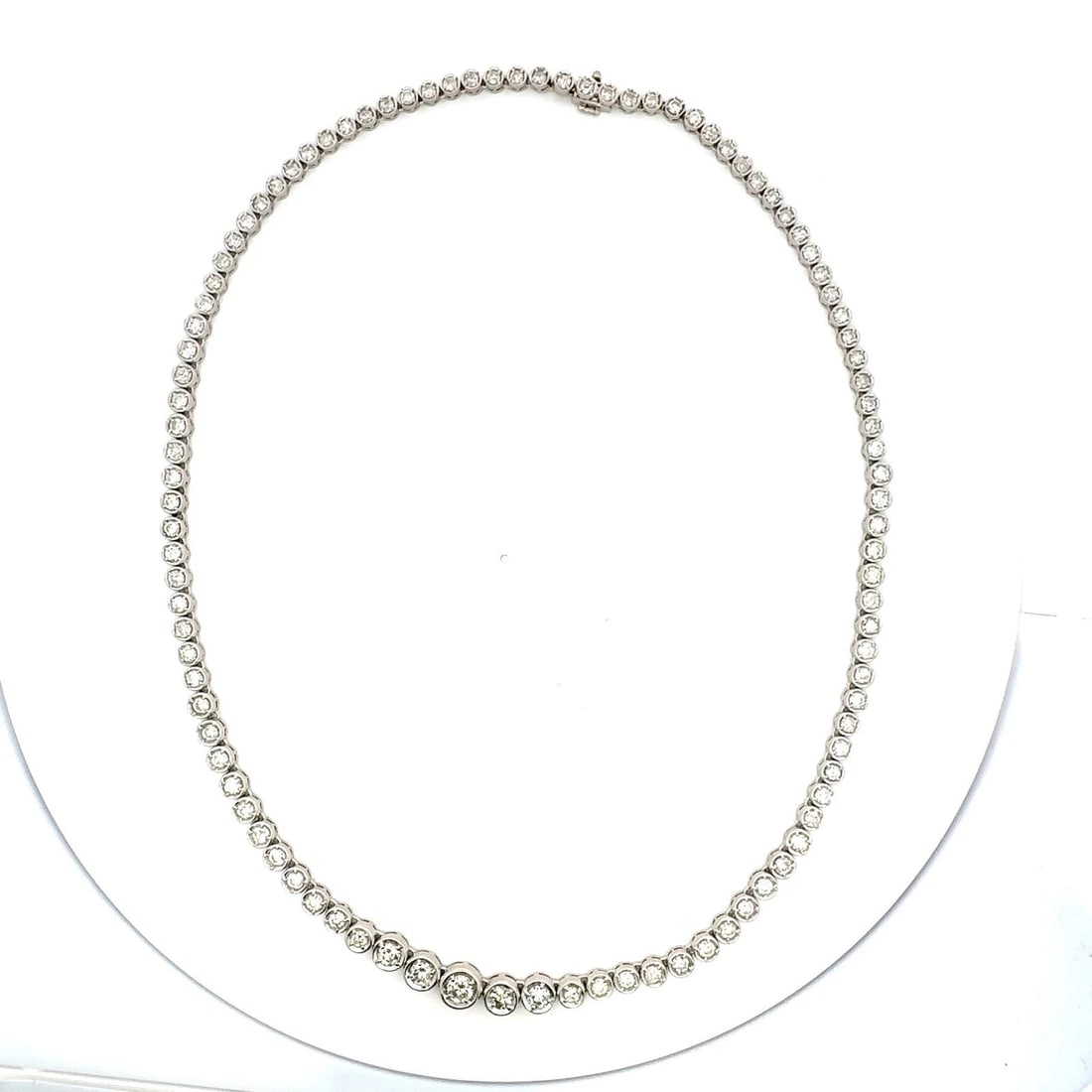 10.27 CARAT ROUND BRILLIANT F I1 DIAMOND PLATINUM RIVIERA NECKLACE 10K (1 of 2)
