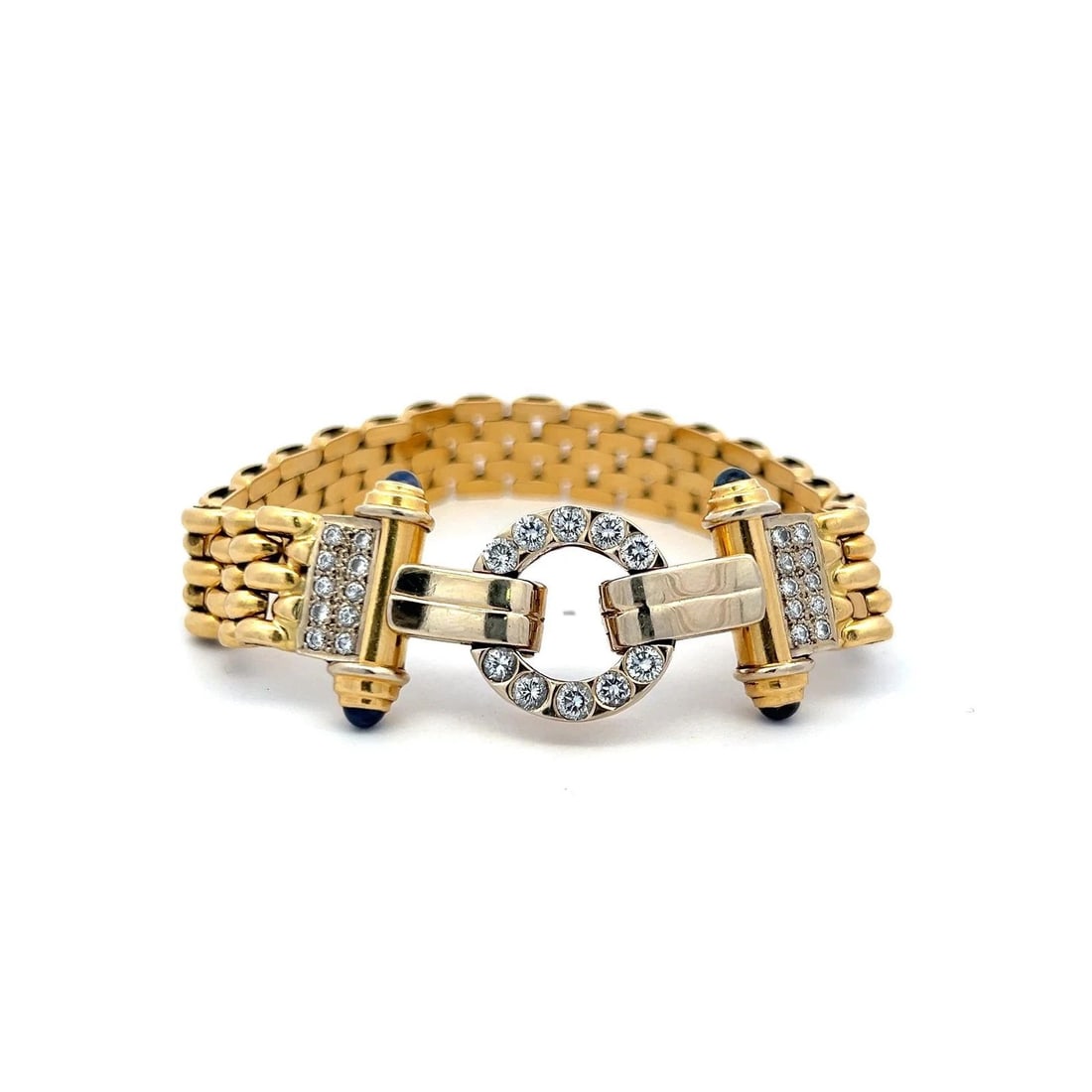 2.10 CARAT ROUND BRILLIANT DIAMOND 0.40 CARAT SAPPHIRE 18K GOLD LINK BRACELET (1 of 2)