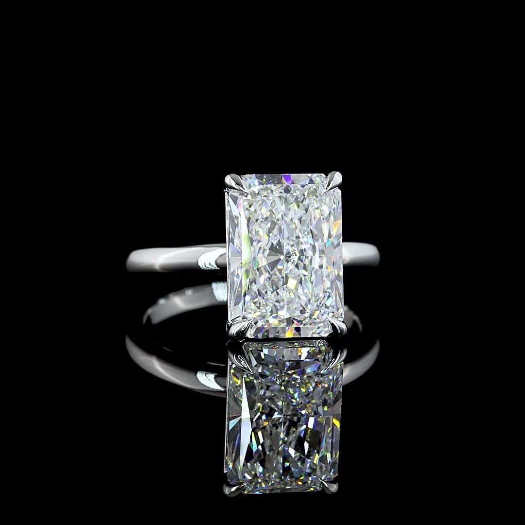 LAB-GROWN 5.08 CARAT RADIANT F-VS2 DIAMOND 14K WHITE GOLD SOLITAIRE RING (1 of 2)