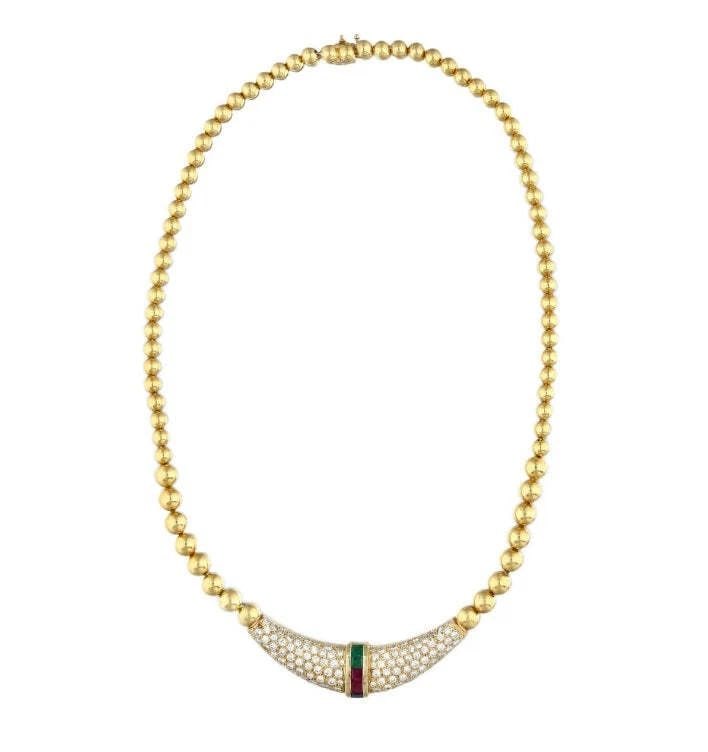 VINTAGE 51.78 GRAMS 5.05 CARAT DIAMOND 18K YELLOW GOLD NECKLACE (1 of 2)