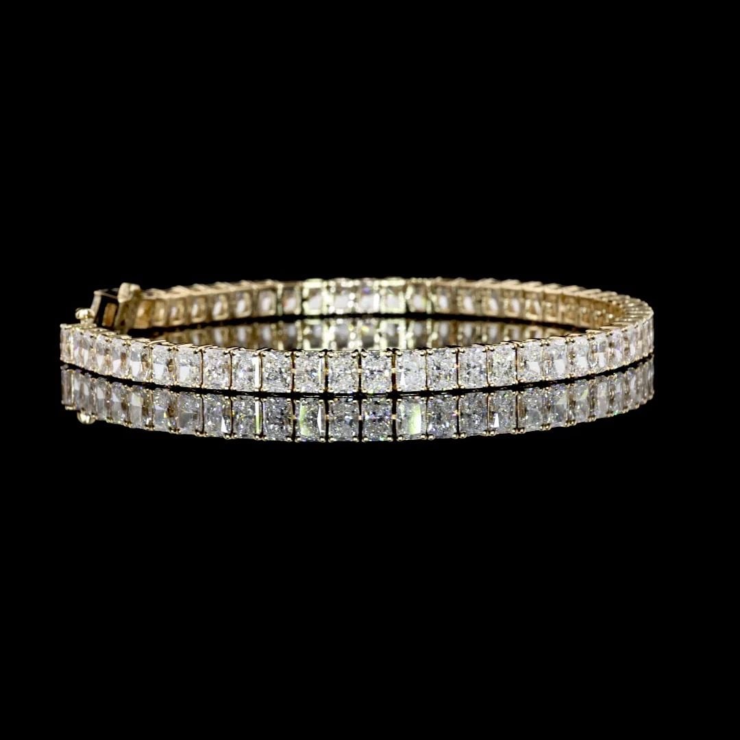 LAB-GROWN 10.26 CARAT RADIANT E-VVS2 DIAMOND 14K YG TENNIS BRACELET (1 of 2)