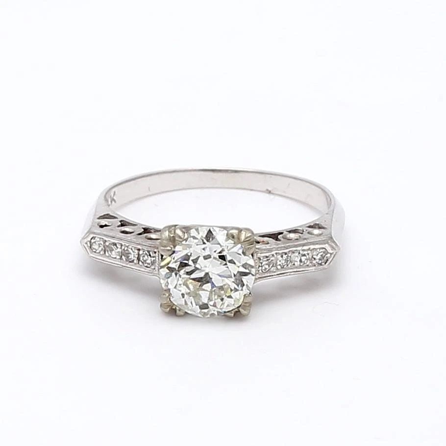 1.36 CARAT CIRCULAR BRILLIANT CUT DIAMOND 14 KARAT WHITE GOLD ENGAGEMENT RING (1 of 2)