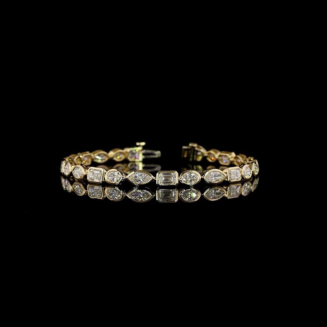 LAB-GROWN 8.13 CARAT MIX E-VS1 DIAMOND 14K YELLOW GOLD TENNIS BRACELET (1 of 2)