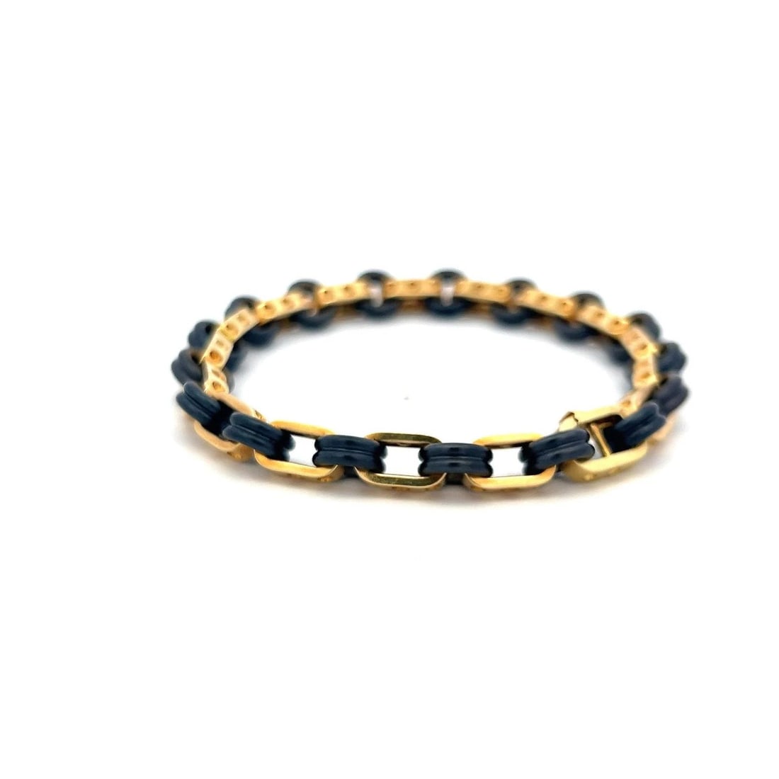 VINTAGE ROBERTO COIN POIS MOI 18K YELLOW GOLD & RUBBER BRACELET – ICONIC DESIGN (1 of 2)