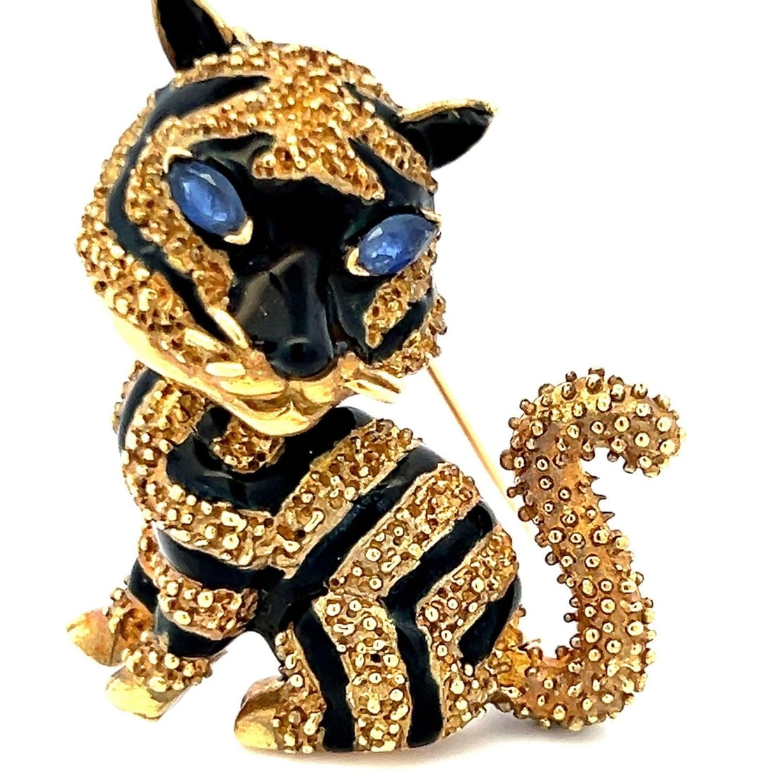 KAR`BRA 0.40 CARAT MARQUIS SHAPE SAPPHIRE 18 KARAT YELLOW GOLD PIN BROOCH (1 of 2)