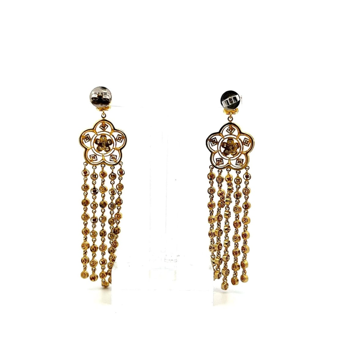 0.50 CARAT ROUND BRILLIANT DIAMOND 18 KARAT YELLOW GOLD DANGLING EARRINGS (1 of 2)