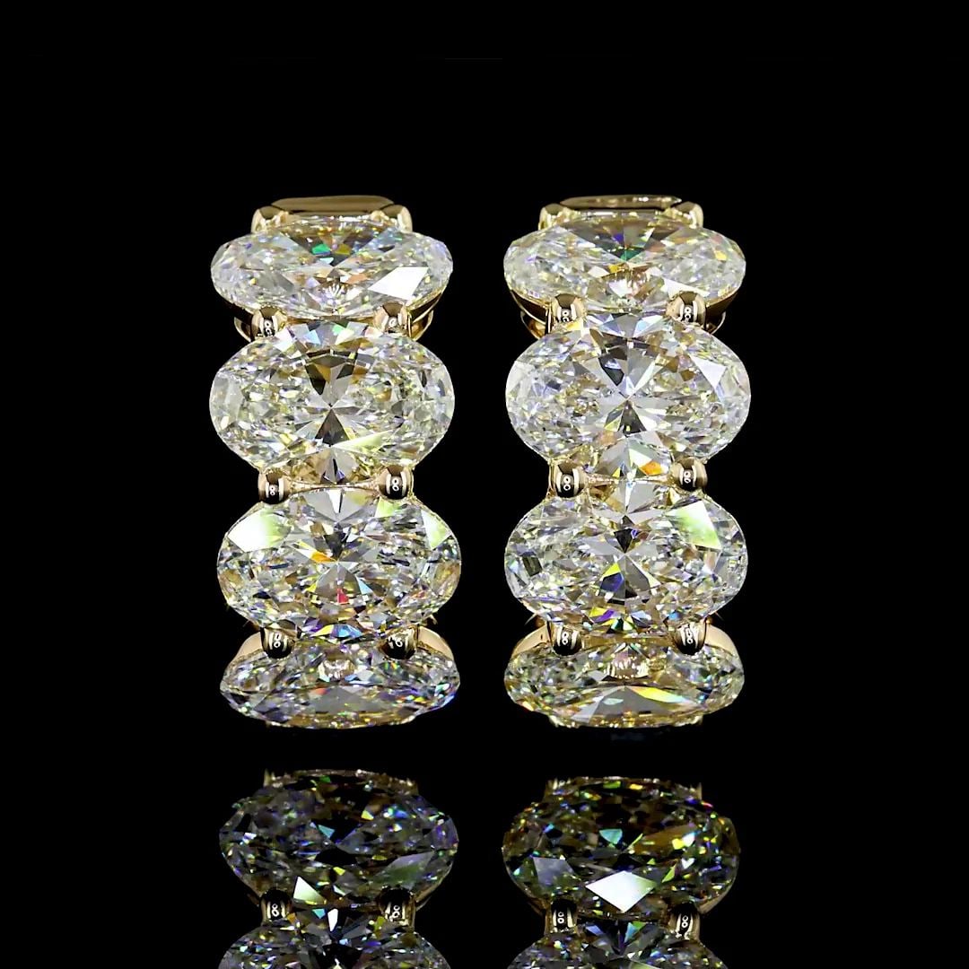 LAB-GROWN 5.2 CARAT OVAL - DIAMOND 14K YELLOW GOLD HUGGIES EARRINGS (1 of 2)