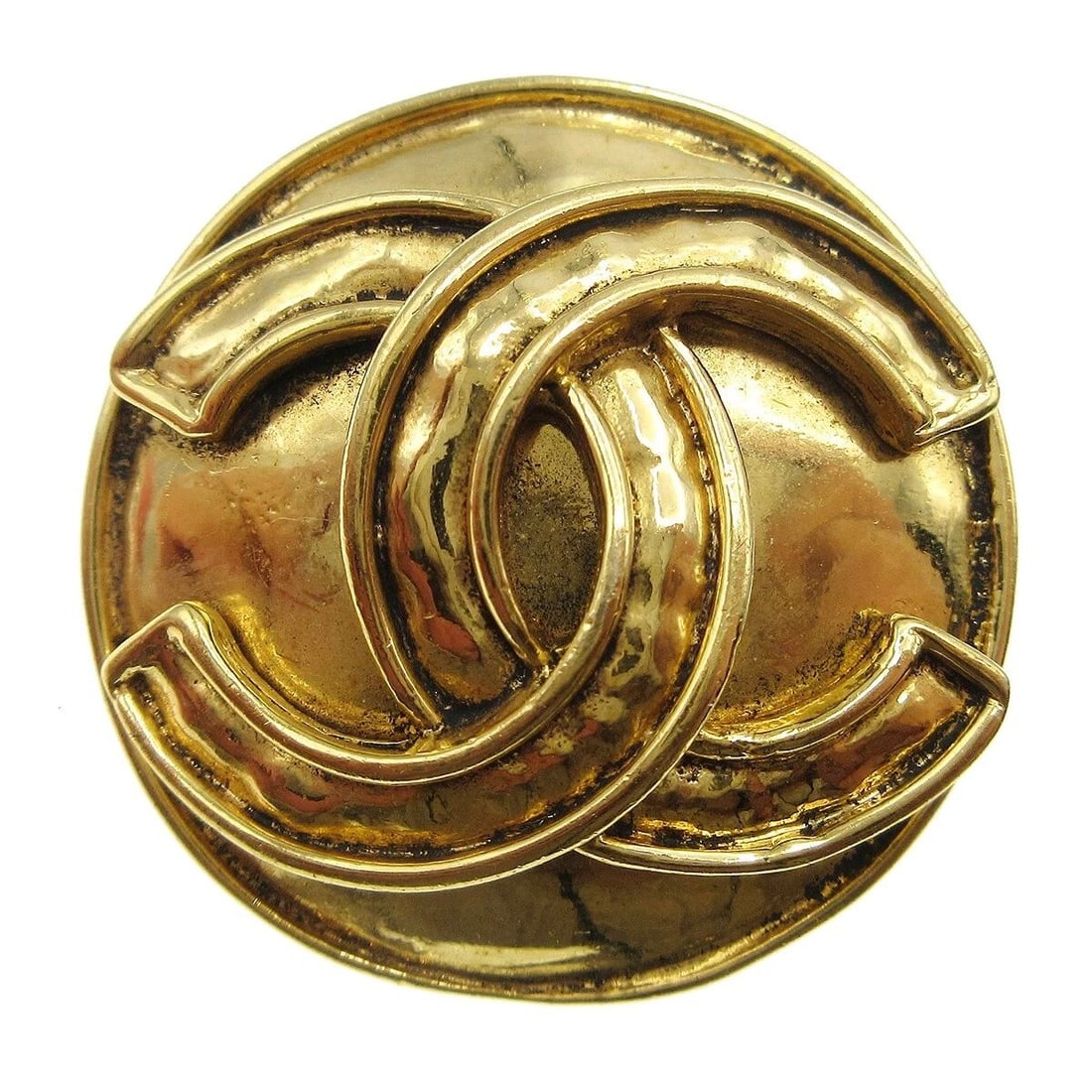 CHANEL CC MEDALLION MOTIF BROOCH PIN CORSAGE GOLD-PLATED 94P AUTHENTIC (1 of 2)