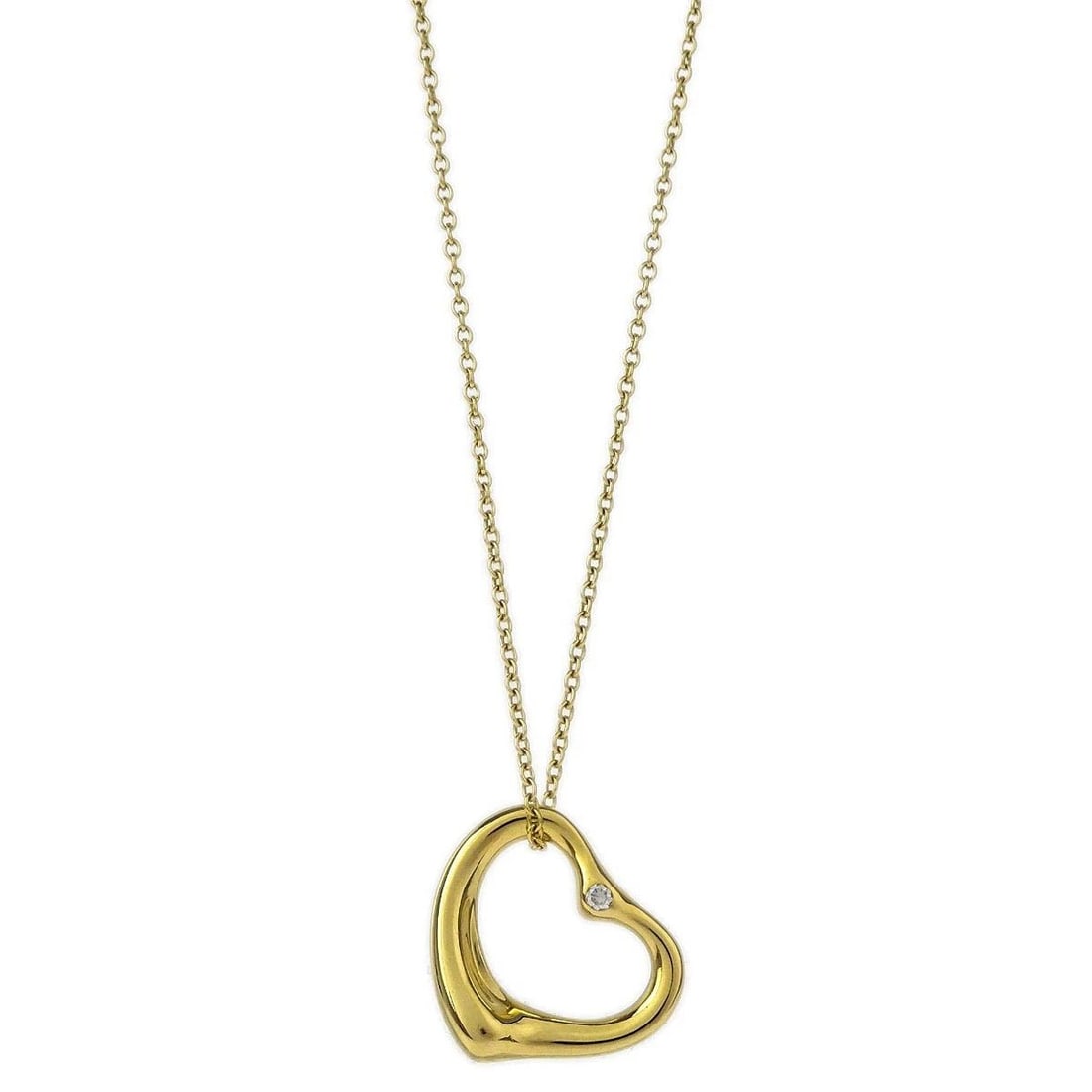 TIFFANY & CO. OPEN HEART PENDANT NECKLACE 750 DIAMOND GOLD (1 of 2)