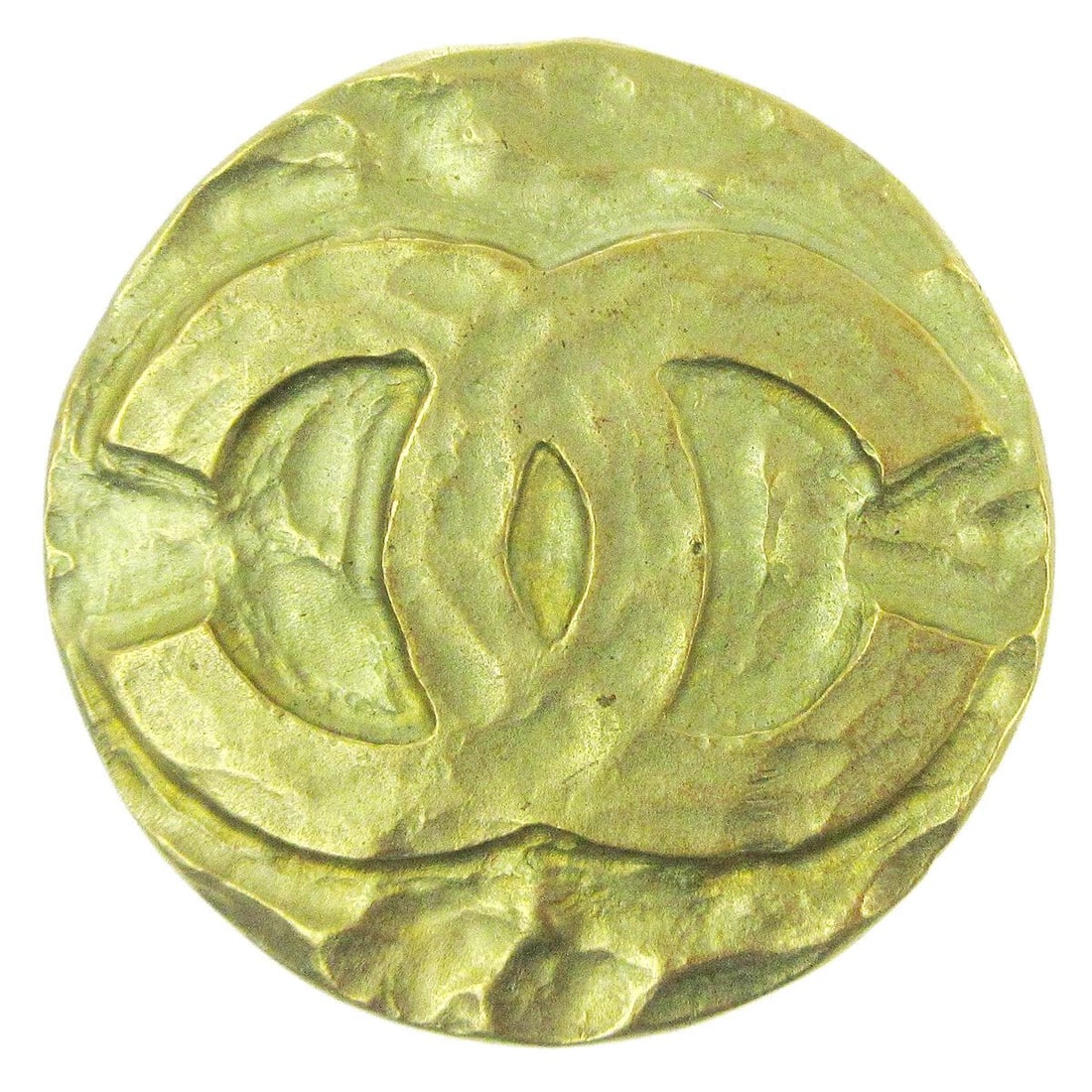 CHANEL CC LOGOS MEDALLION MOTIF BROOCH PIN CORSAGE GOLD-TONE 95P VINTAGE (1 of 2)