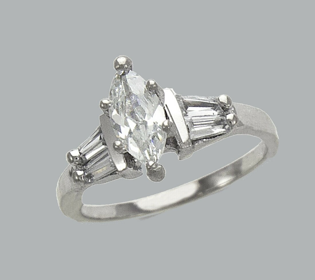 14K WHITE GOLD CZ SOLITAIRE ENGAGEMENT RING MARQUISE (1 of 1)