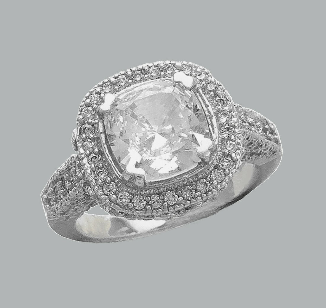 14K WHITE GOLD CZ ENGAGEMENT RING FILIGREE HALO (1 of 1)
