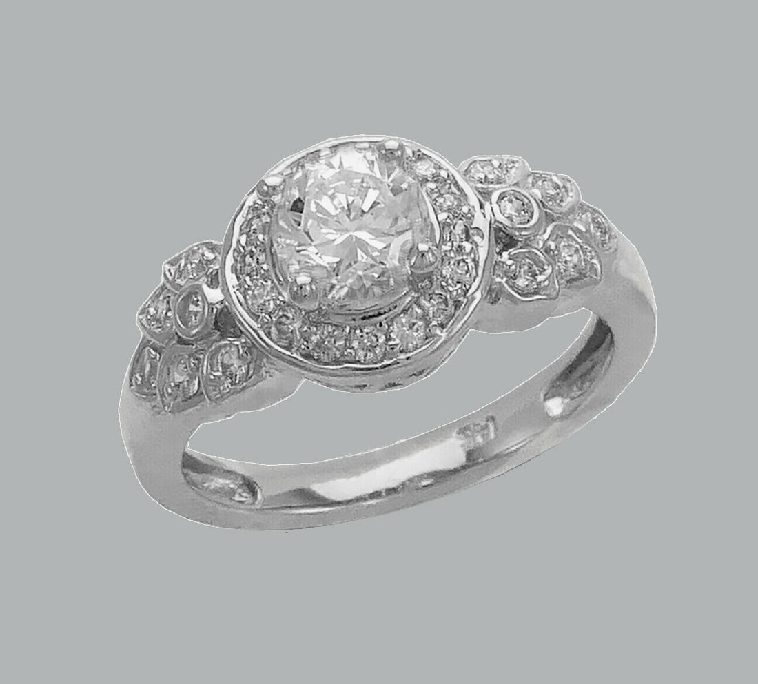 NEW 14K WHITE GOLD LADIES FANCY CZ ENGAGEMENT RING (1 of 1)