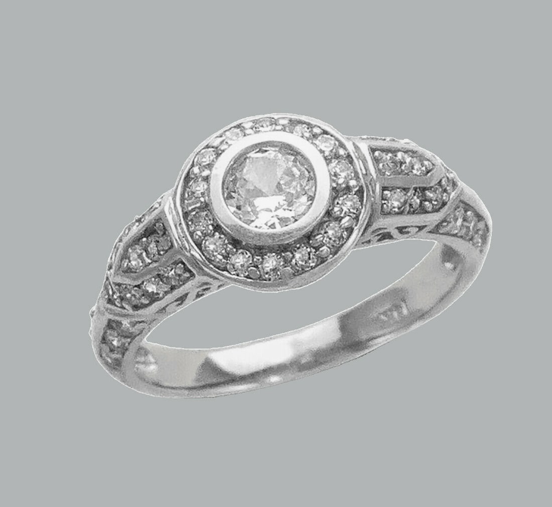 NEW 14K WHITE GOLD LADIES FANCY CZ ENGAGEMENT RING (1 of 1)