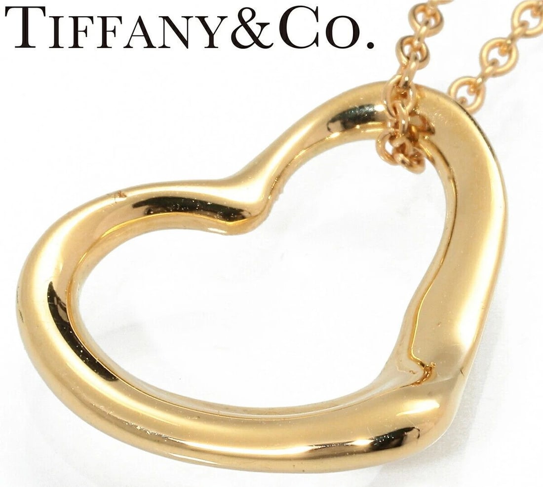 TIFFANY & CO. ELSA PERETTI OPEN HEART K18YG L:38CM NECKLACE PRE OWNED (1 of 2)