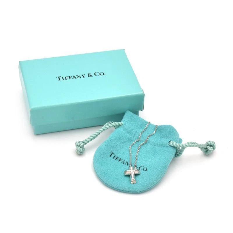 TIFFANY &CO. TENDERNESS HEART CROSS K18WG DIAMOND L:40CM NECKLACE PREOWNED (1 of 2)