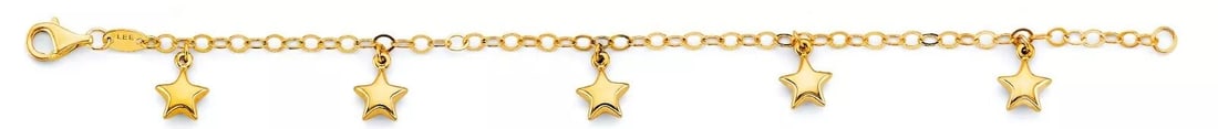 NEW 14K YELLOW GOLD STAR CHARM BABY BRACELET: NEW 14K YELLOW GOLD STAR CHARM BABY BRACELET 14K YELLOW GOLD NEW STAR CHARM BABY BRACELET WEIGHT: 2.2g