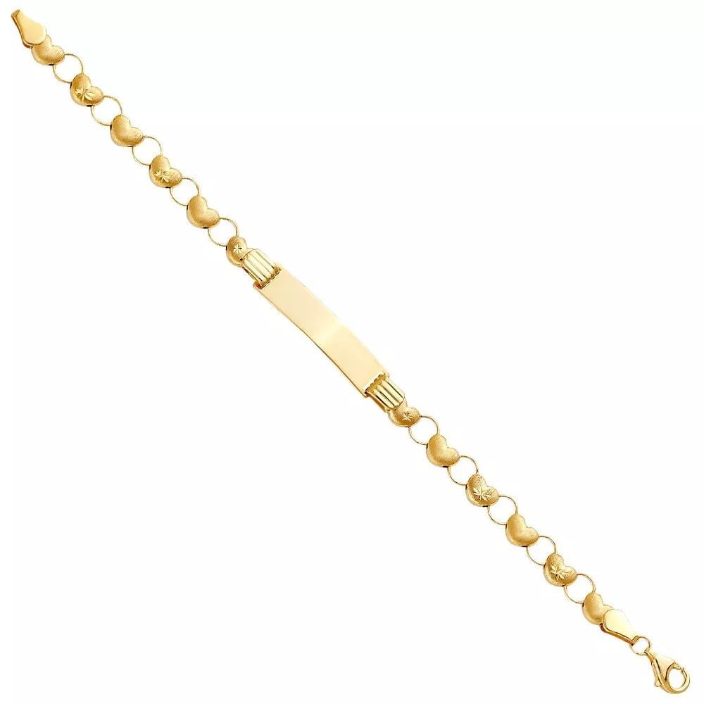 NEW 14K YELLOW GOLD STAMPATO BRACELET WITH PLAIN ID FOR JUNIOR (1 of 2)