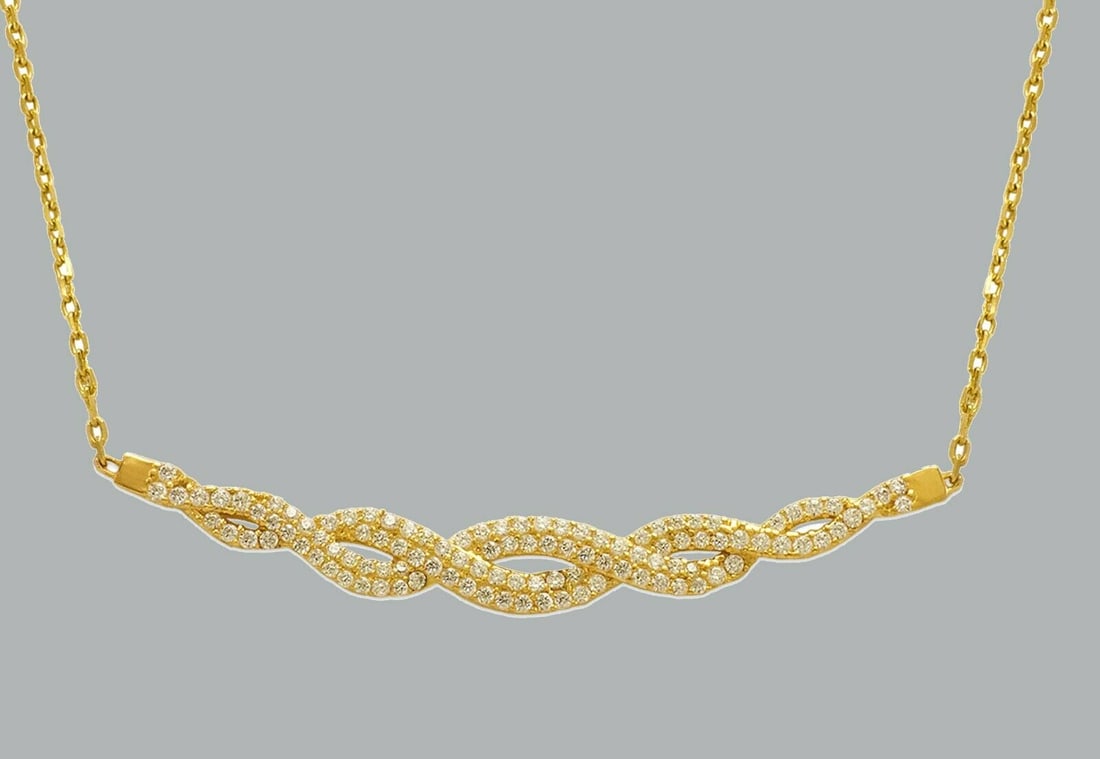 14K YELLOW GOLD LADIES FANCY CZ NECKLACE 18" TWIST (1 of 2)