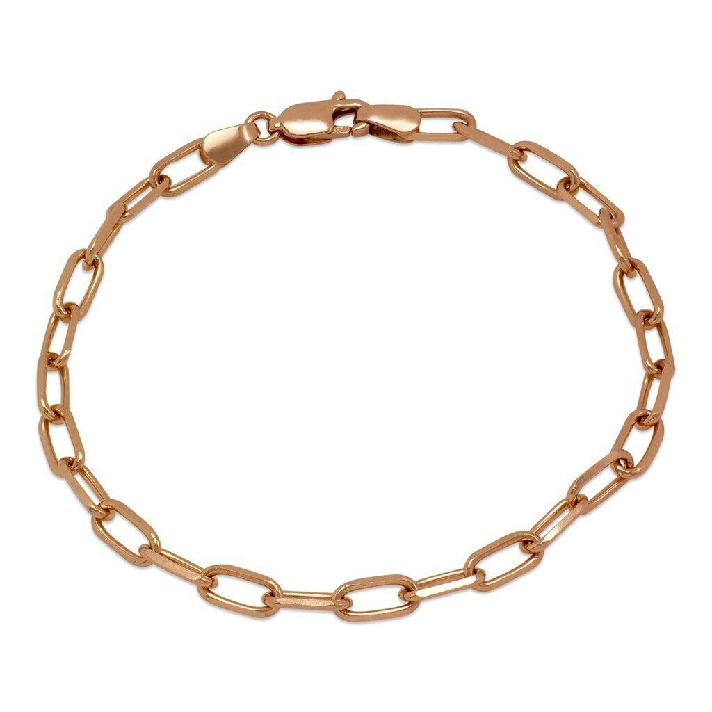 14K ROSE GOLD OVAL LINK CHAIN BRACELET 3.5mm (1 of 2)