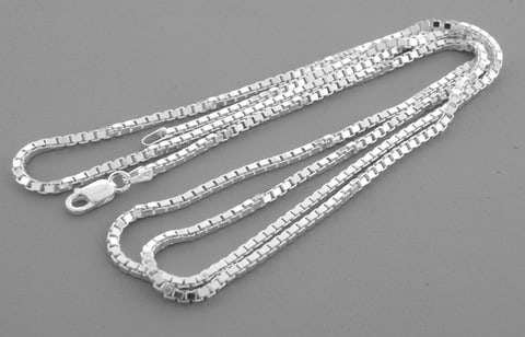 NEW STERLING SILVER 2mm WIDE BOX CHAIN NECKLACE 20": BOX CHAIN SOLID STERLING SILVER LADIES 2mm WIDE 20" LONG SOLID HEAVY, NOT LIGHTWEIGHT