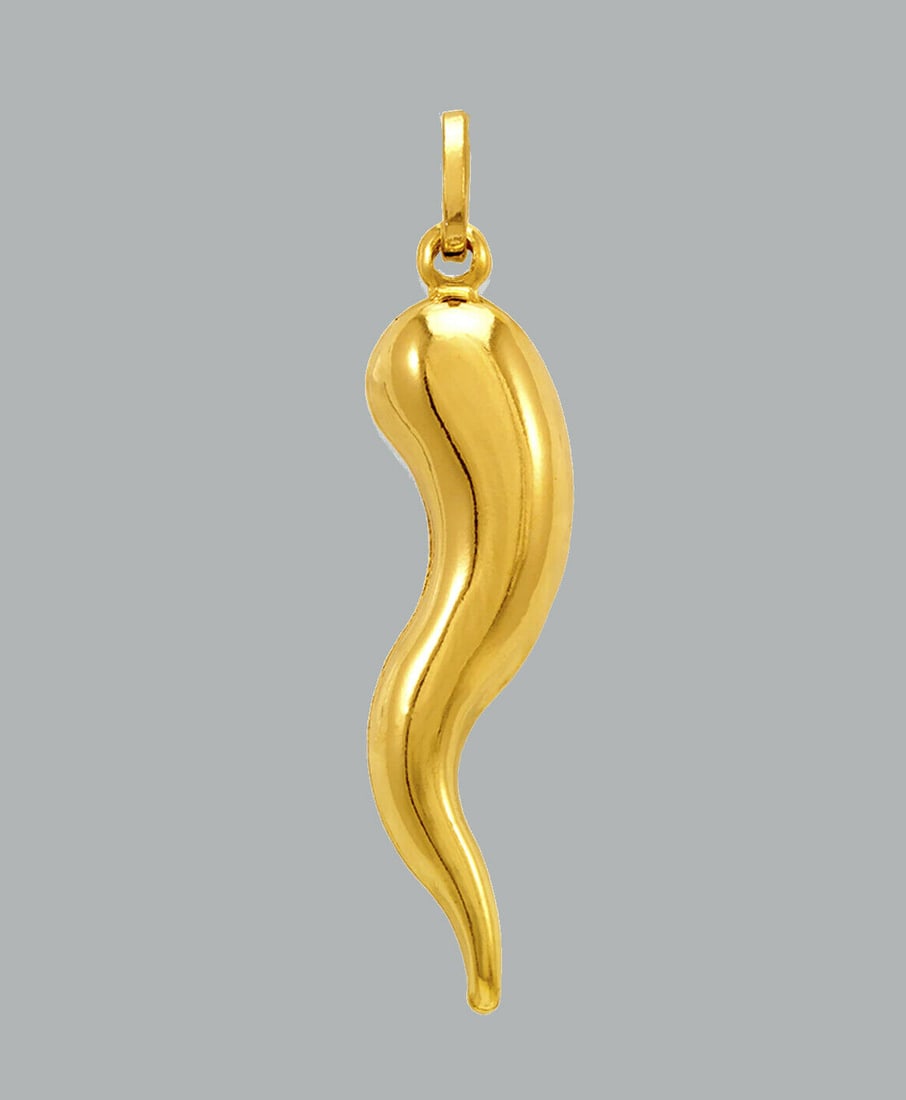 NEW 14K YELLOW GOLD HORN PENDANT CHARM 33mm (1 of 2)