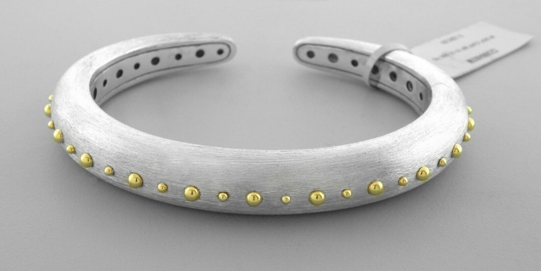 NEW JOHN HARDY 18K GOLD STERLING SILVER DOT HINGED CUFF (1 of 2)