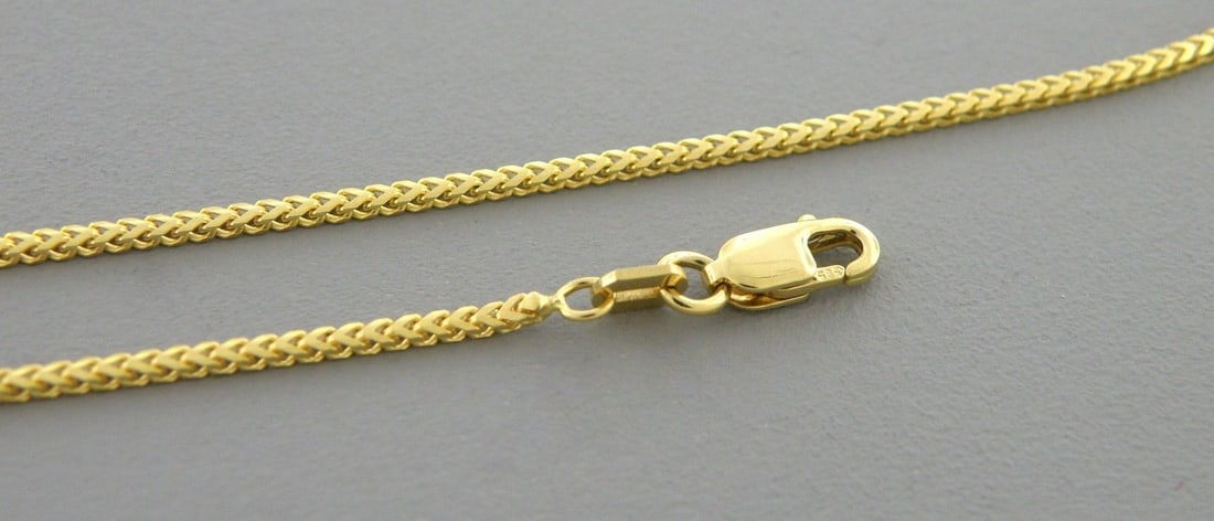 14K YELLOW GOLD SOLID FRANCO CHAIN - 1mm - 18" (1 of 2)
