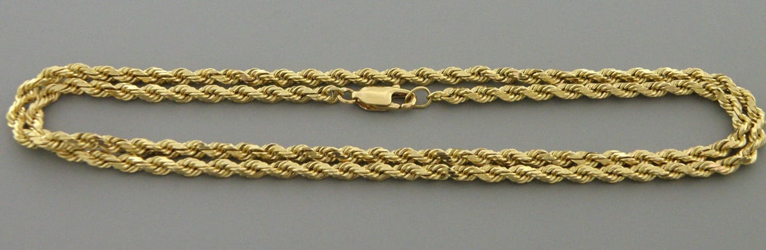 VINTAGE 14K GOLD LADIES UNISEX ROPE CHAIN 18" NECKLACE (1 of 2)
