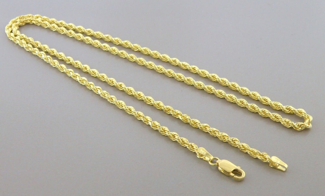 NEW 14K SOLID GOLD ROPE CHAIN 3mm - 20" LINK NECKLACE 13.5 grams (1 of 2)