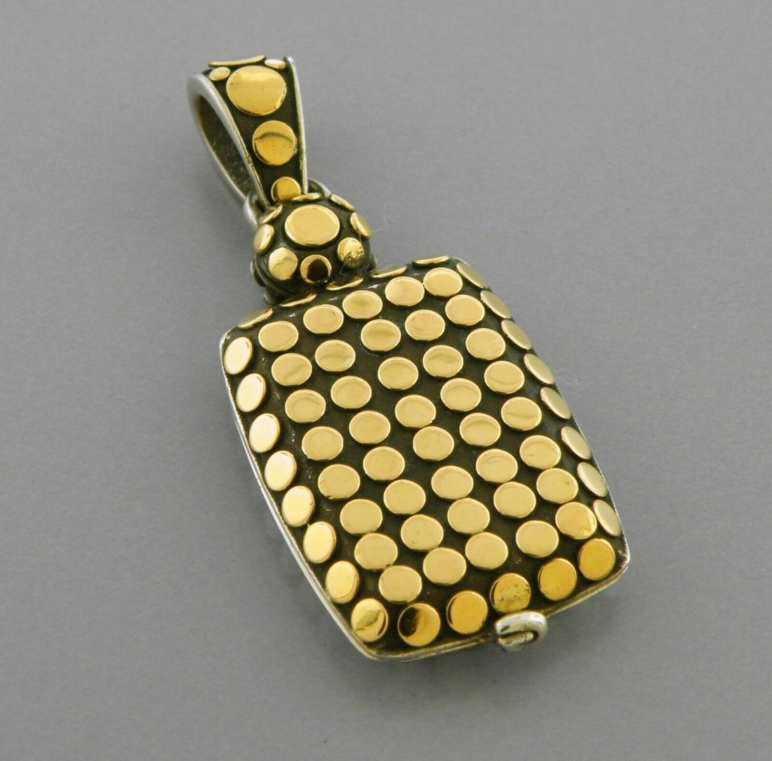 JOHN HARDY 18K GOLD STERLING SILVER LOCKET PENDANT WITH POUCH (1 of 2)