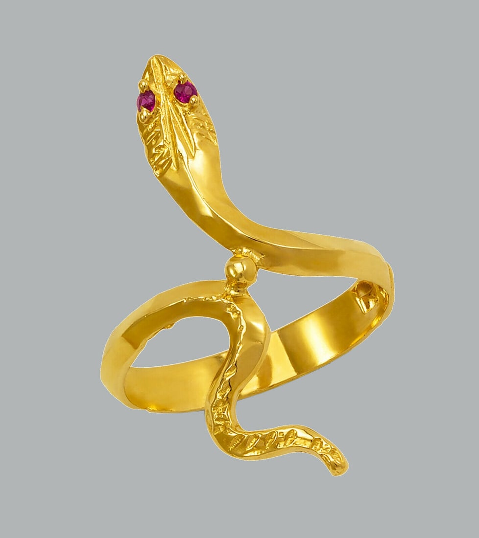 NEW 14K YELLOW GOLD LADIES FANCY CZ COCKTAIL RING SNAKE (1 of 1)