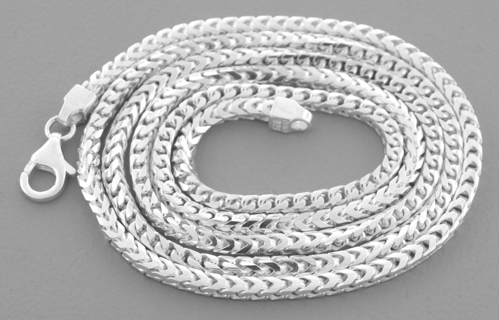 STERLING SILVER 3mm SOLID FRANCO CHAIN NECKLACE 20": STERLING SILVER 3mm SOLID FRANCO CHAIN NECKLACE 20" NEW MADE IN ITALY 23g